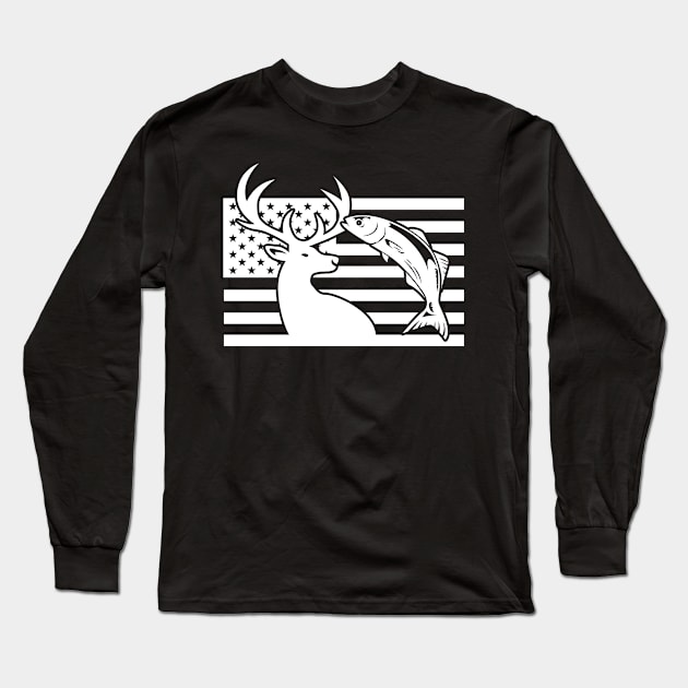 US Flag Patriotic Hobby Design for Fishing Hunters Long Sleeve T-Shirt by c1337s